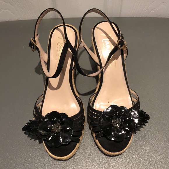 Nanette Lepore | EUC Black Espadrille Wedges with Flower Detail - Picture 3 of 9